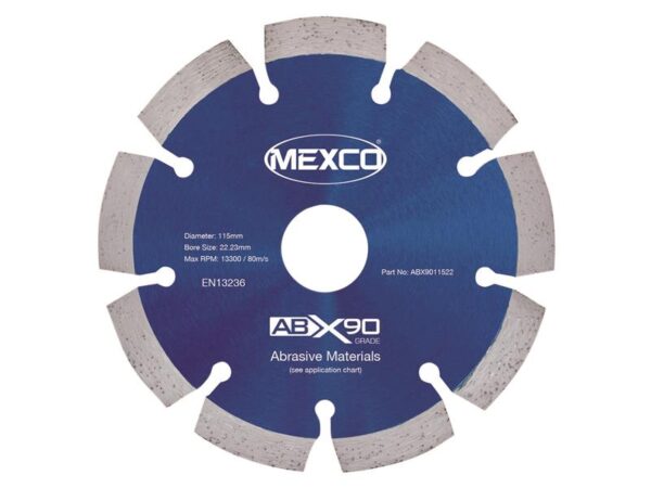 MEXCO Abrasive Materials X90 Grade Diamond Blade 115 x 22mm