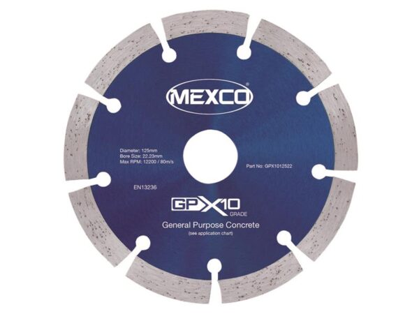 MEXCO GPX10 Concrete Diamond Blade 125 x 22mm