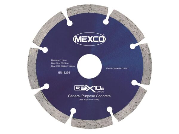 MEXCO GPX10-8 Concrete Diamond Blade 115 x 22mm