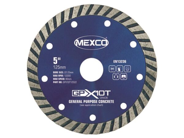 MEXCO GP Concrete Turbo Diamond Blade 125 x 22mm