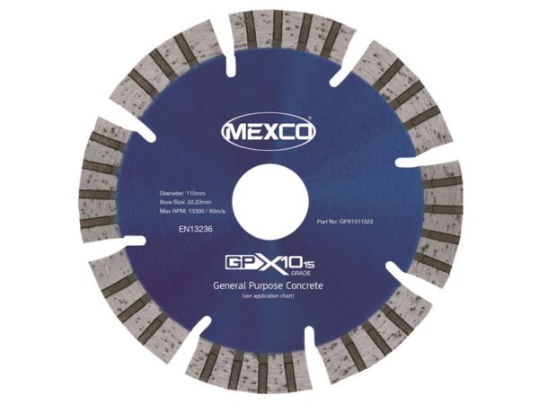 MEXCO GPX10-15 Concrete Diamond Blade 115 x 22mm