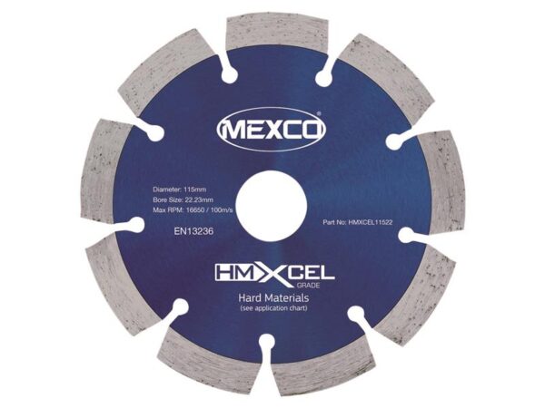 MEXCO XCEL Grade Hard Materials Diamond Blade 115 x 22mm