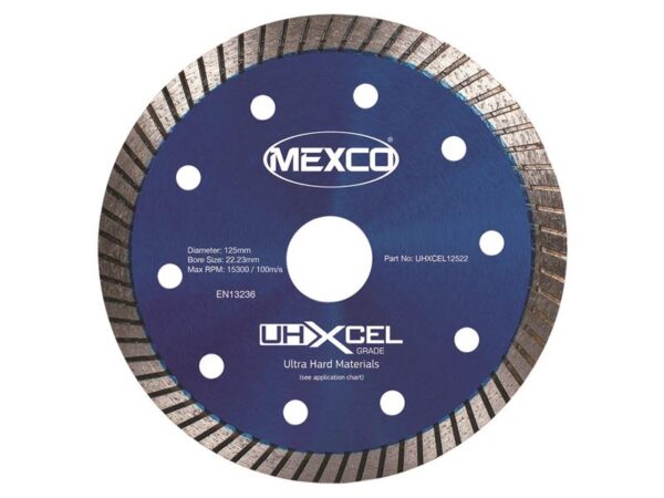 MEXCO UHXCEL Ultra Hard Materials Diamond Blade 125 x 22mm