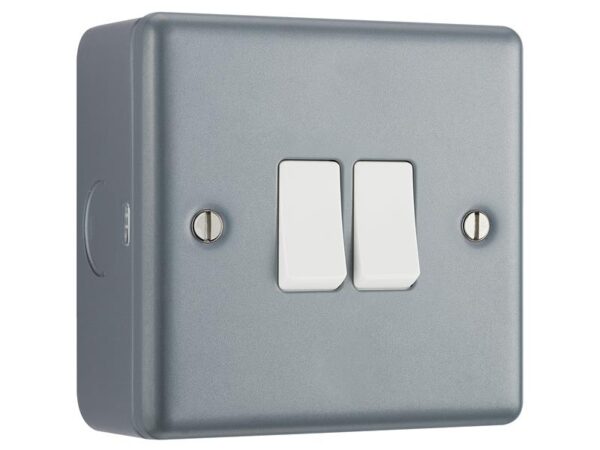 Masterplug Metal Clad 2-Gang 2-Way Light Switch
