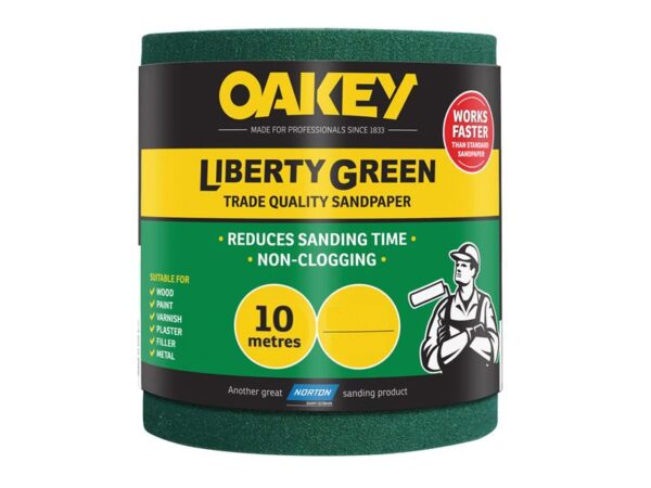 Oakey Liberty Green Sanding Roll 115mm x 10m Medium 80G