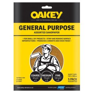 Oakey Glasspaper Sanding Sheets 230 x 280mm Assorted (5)
