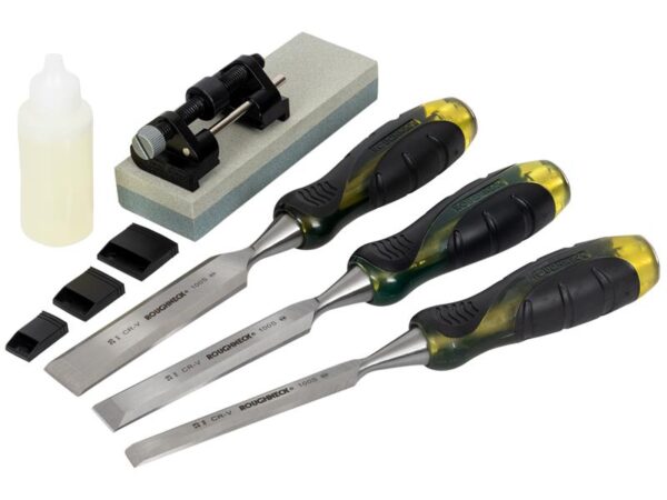 Roughneck Pro Series Bevel Edge Chisel & Sharpening Kit, 6 Piece