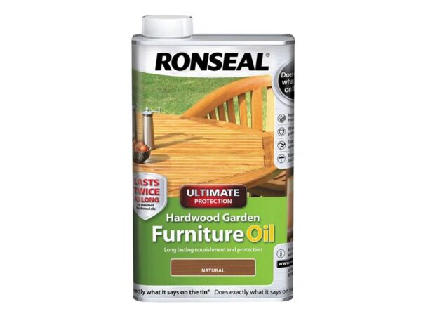 Ronseal Ultimate Protection Hardwood Garden Furniture Oil Natural Clear 500ml