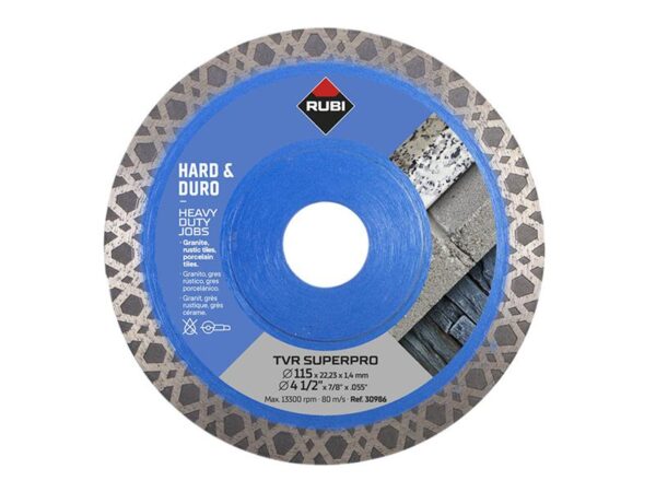RUBI TILING TOOLS TVR115 TVR SUPERPRO Diamond Blade 115mm
