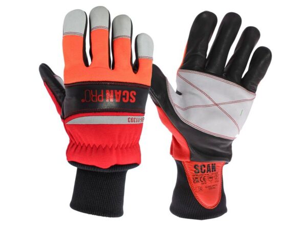 Scan Class 1 Dual Hand Chainsaw Leather Gloves - L (Size 9)
