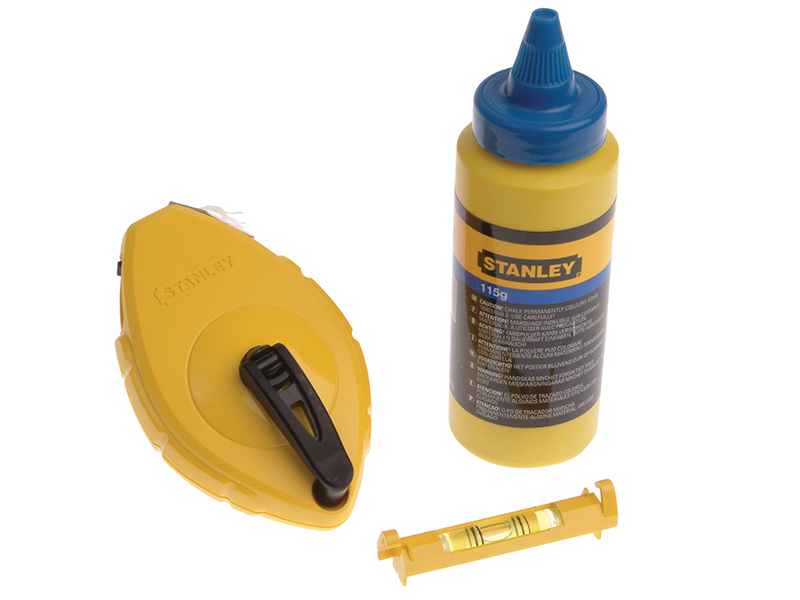 STANLEY® Hand Tools Chalk Line 30m, Blue Chalk & Level