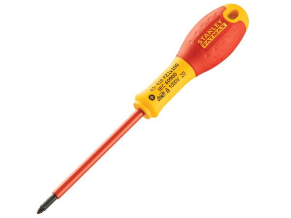 STANLEY® Hand Tools FatMax® VDE Insulated Screwdriver Pozidriv Tip PZ1 x 100mm