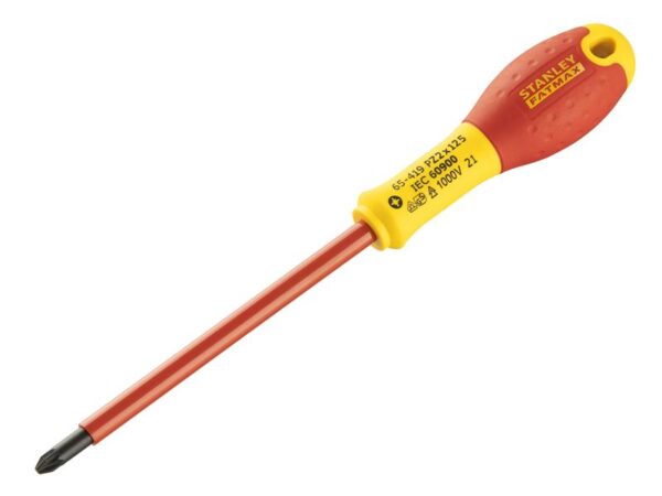 STANLEY® Hand Tools FatMax® VDE Insulated Screwdriver Pozidriv Tip PZ2 x 125mm
