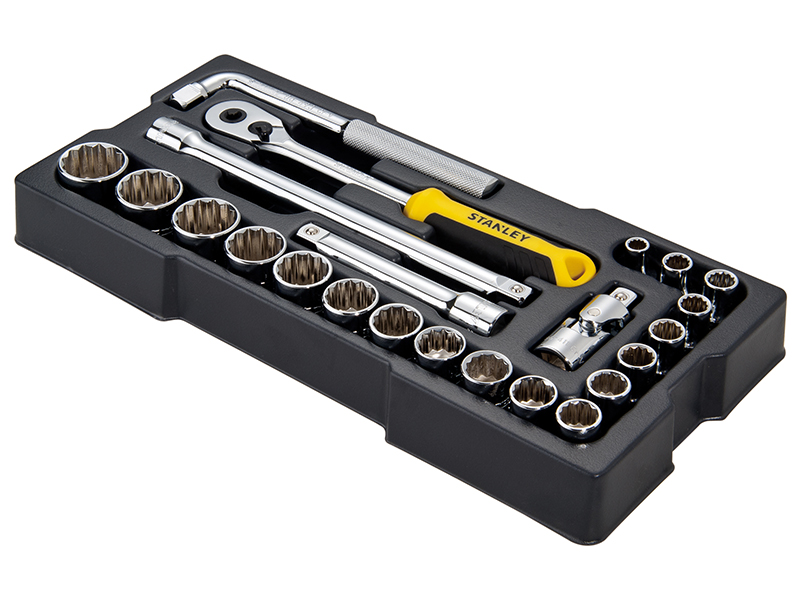 STANLEY® Hand Tools 1/2in Drive 12 Point Metric Socket Module 23 Piece