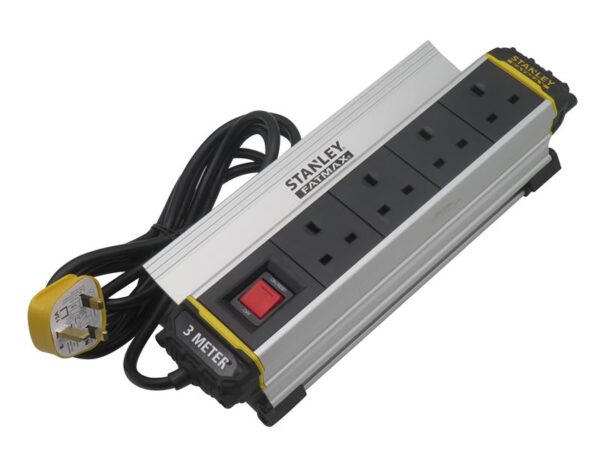 STANLEY® Electrical 4-Gang IP20 Powerboard with Clamp 3m
