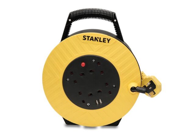STANLEY® Electrical Semi-Enclosed Cable Reel 240V 13A 4-Socket + 2 USB 7.5m