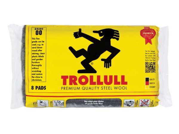 Trollull Extra Large Steel Wool Pads Grade 00 165g (Pack 8)