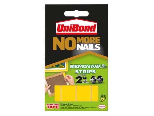 UniBond No More Nails Indoor Removable Mounting Tape Strips (Pack of 10)